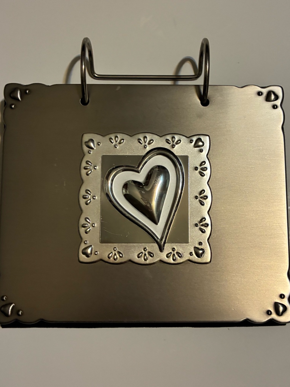 Malden Silver Tone Heart Frame Photo Album - Home Art
